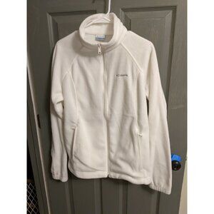 Columbia Women's Fleece Jacket Full Zip White XL EUC